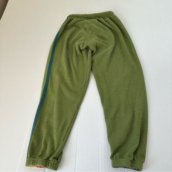 Aviator Nation 6 Stripe Classic Rainbow Sweatpants Jungle Green, S - Picture 7 of 10